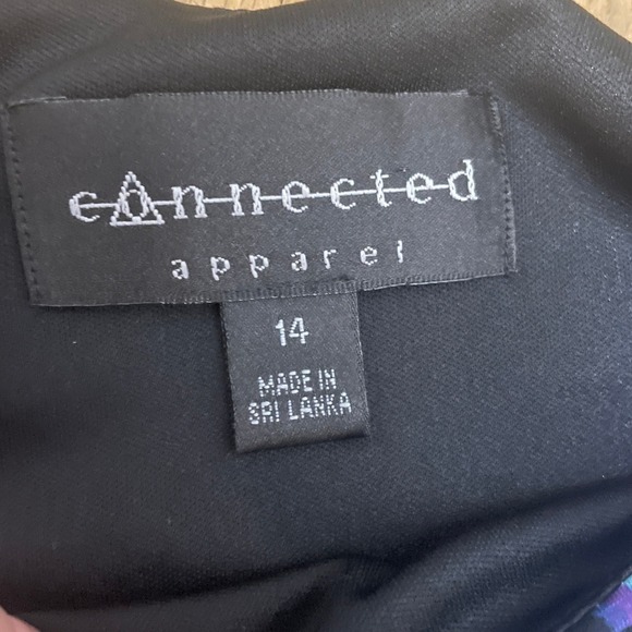 Connected Apparel‎ Women's 14 Blue Purple Abstract Animal Print Sheath Dress - Picture 2 of 4